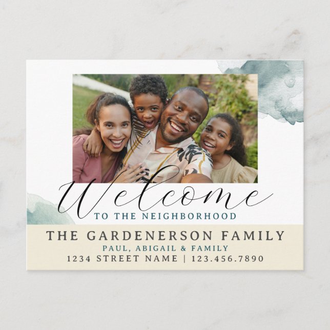 Watercolor Welcome to the Neighborhood  Postcard (Front)