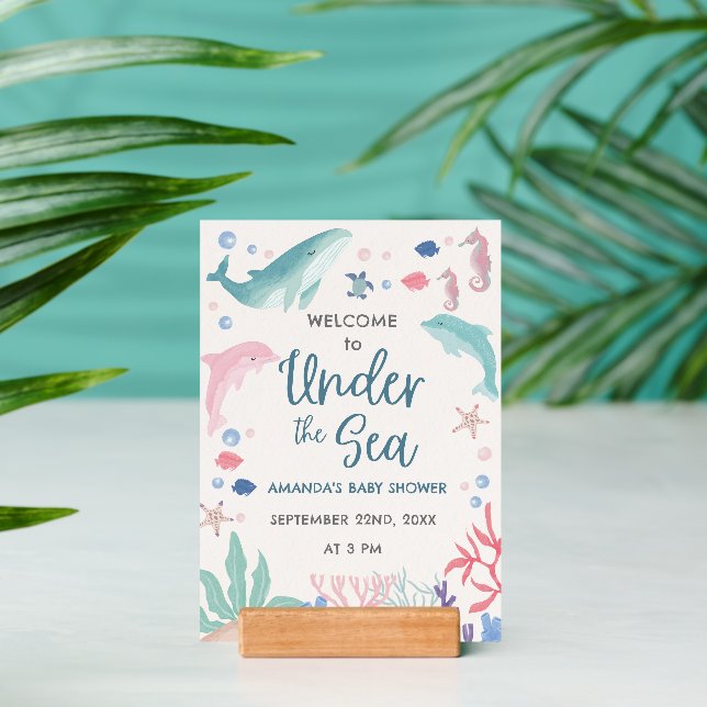 Watercolor Welcome Under the Sea Baby Girl Shower  Holder (Insitu 2)