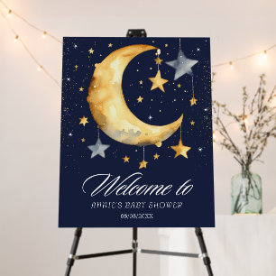 Watercolor We're Over the Moon Baby Shower Foam Board