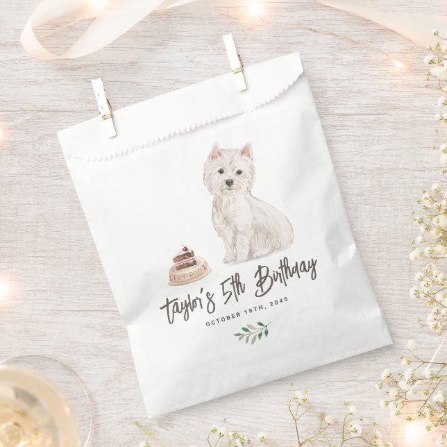Watercolor West Highland White Terrier Birthday Favor Bag (Clipped)