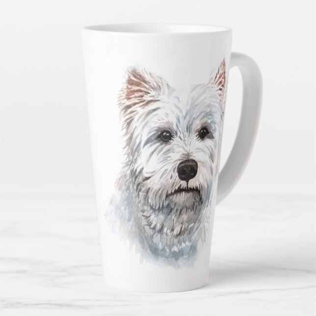 Watercolor West Highland White Terrier Latte Mug (Right Angle)