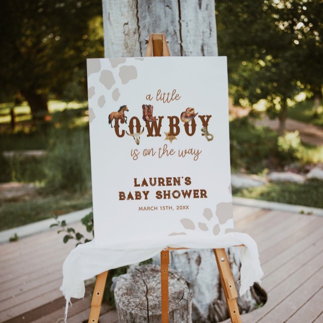 Watercolor Western A Little Cowboy Baby Boy Shower Poster (Creator Uploaded)