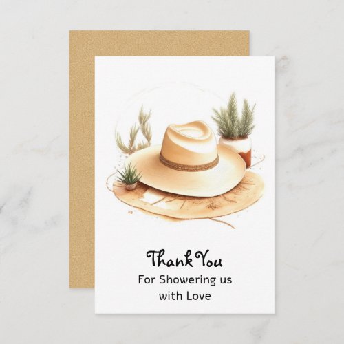 Watercolor Western Adventure Boy Baby Shower Thank You Card
