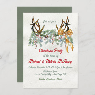 Watercolor Western Antler Christmas Party Invitation