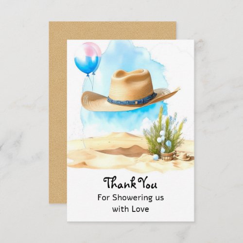 Watercolor Western Baby Boys Cowboy Shower Thank You Card