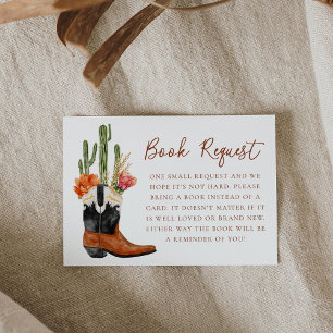 Watercolor Western Boots Baby Shower Book Request Enclosure Card