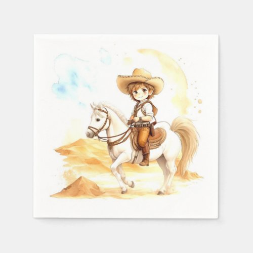 Watercolor Western Cowboy Baby Shower Napkins