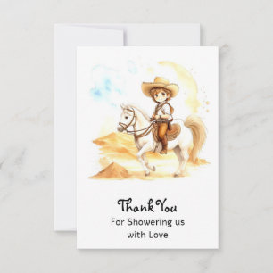 Watercolor Western Cowboy Baby Shower Thank You Card