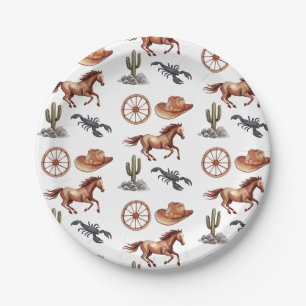 Watercolor Western Kid Art Paper Plates