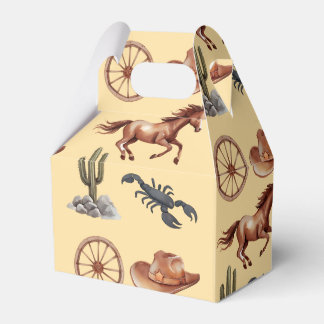 Watercolor Western kid Art Tan Favor Boxes
