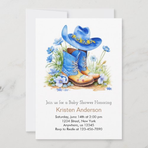 Watercolor Western Style Baby Shower Invitation