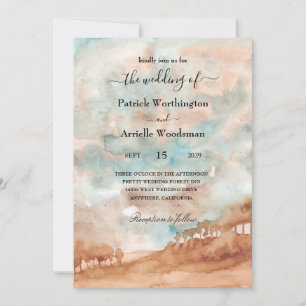 Watercolor western wedding invitations
