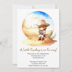 Watercolor Western Wild West Cowboy Baby Shower Invitation