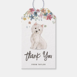 Watercolor Westie Dog Birthday Party Thank You Gift Tags