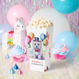 Watercolor Westie Dog Kids Birthday Party Favor Boxes