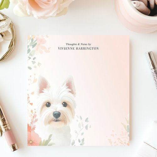 Shop 4 Watercolor Westie Floral Personalized Notepad