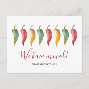 Watercolor We've Moved Chili Pepper Postcard