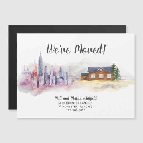 Watercolor Weve Moved City to Country Moving Magnetic Invitation