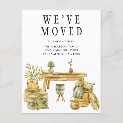 Watercolor Weve Moved New Address Moving Announcement Postcard