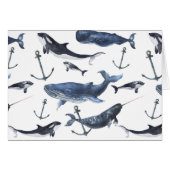 Watercolor Whale & Anchor Pattern (Front Horizontal)