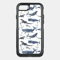 Watercolor Whale & Anchor Pattern
