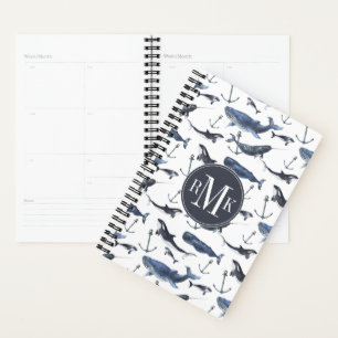 Watercolor Whale & Anchor Pattern Planner