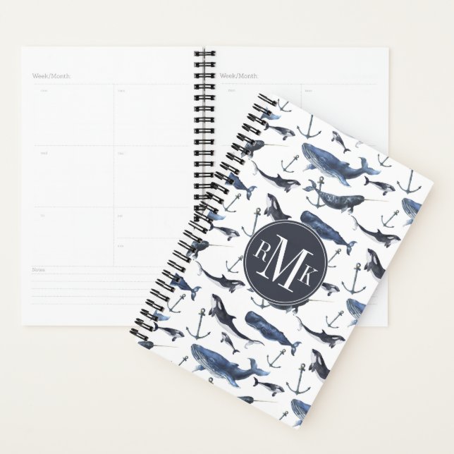 Watercolor Whale & Anchor Pattern Planner (Display)
