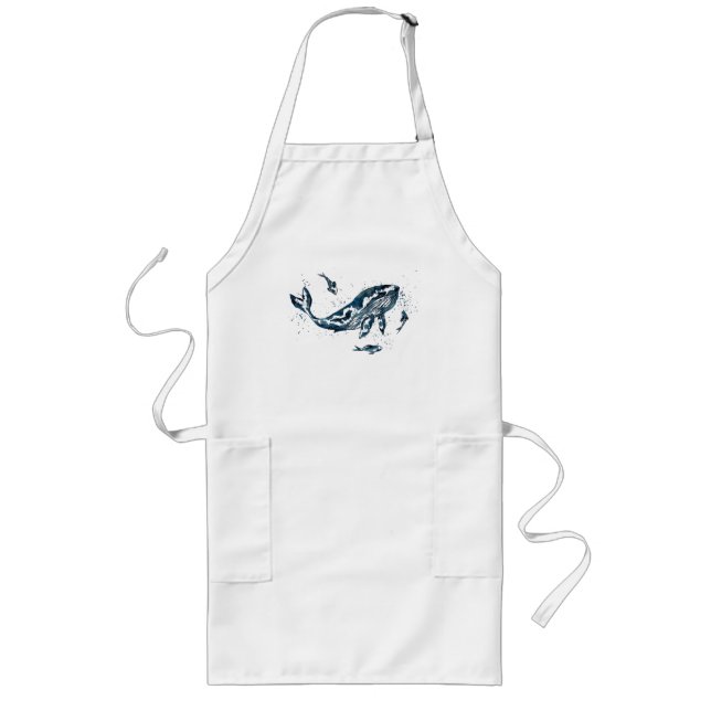 watercolor whale apron (Front)