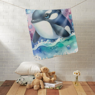 Watercolor Whale Baby Blanket
