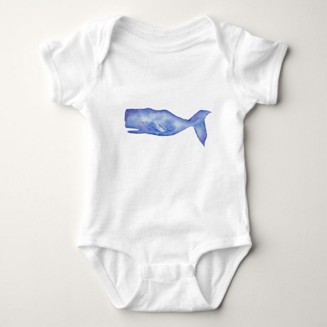 Watercolor Whale baby clothing  Bodysuit (Front)
