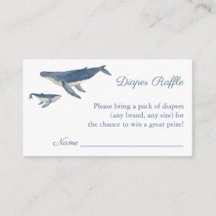 Watercolor Whale Baby Shower Diaper Raffle  Enclosure Card