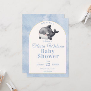 Watercolor Whale Baby Shower  Invitation
