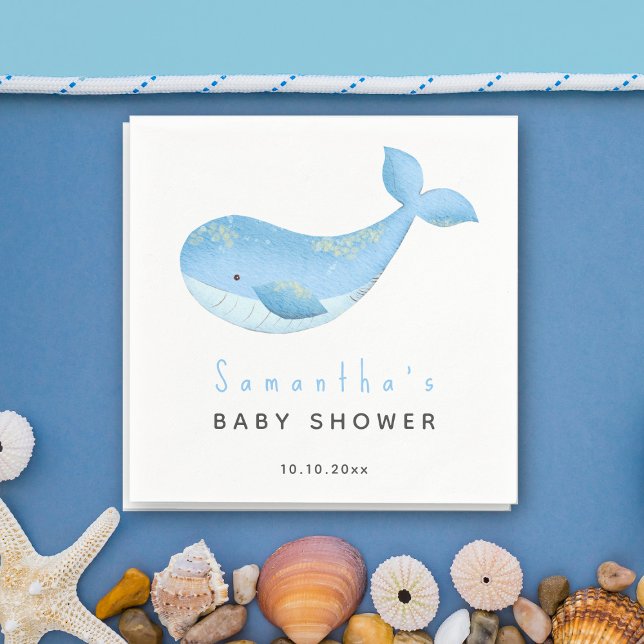 Watercolor whale baby shower napkins (Creator Uploaded)