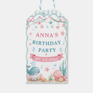 Watercolor Whale Birthday Party Gift Tags