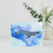 Watercolor Whale Blue Ocean Beach Sea Animal Aqua Postcard (Standing Front)