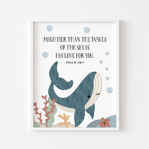 Watercolor Whale Christian kids bible verse print