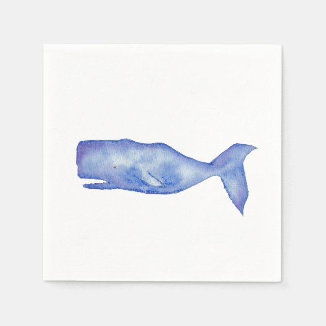 Watercolor whale cocktail, napkins (Front)