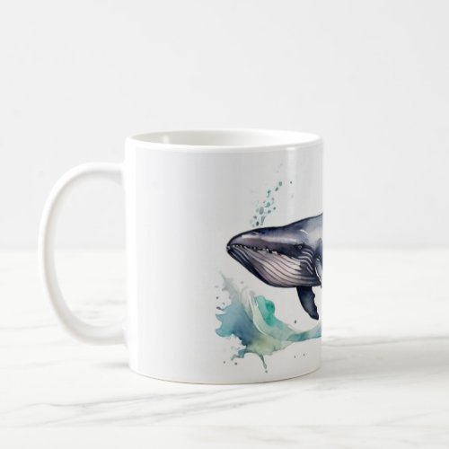 Watercolor whale  coffee mug
