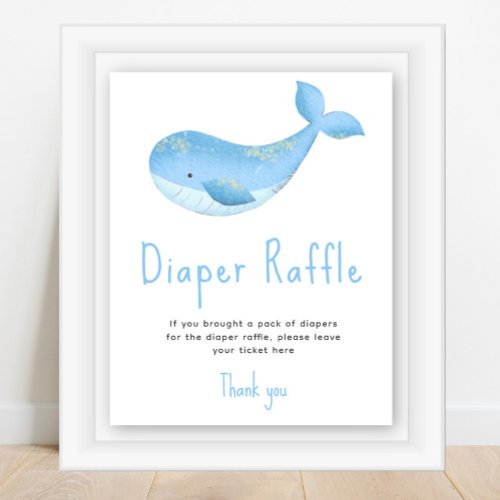 Watercolor whale _ Diaper Raffle game Poster