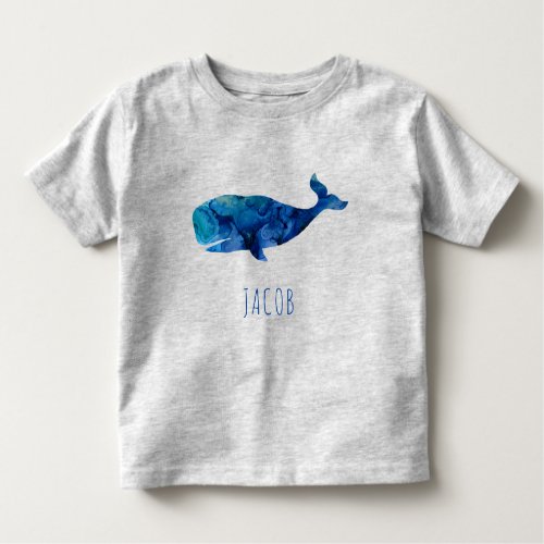 Watercolor Whale Marine Kids Personalized Toddler T_shirt