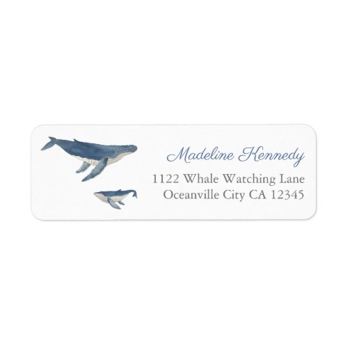 Watercolor Whale Mom And Baby Return Address Label