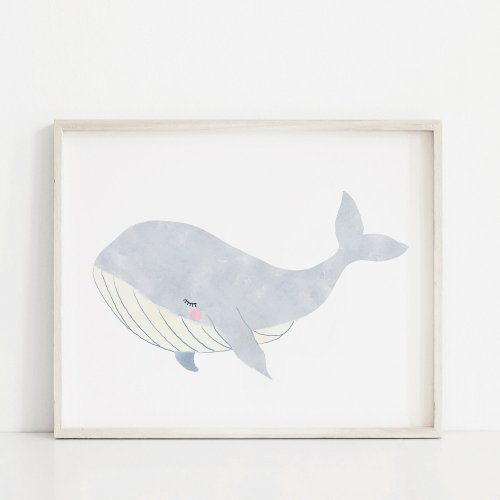 Watercolor Whale Nursery Poster