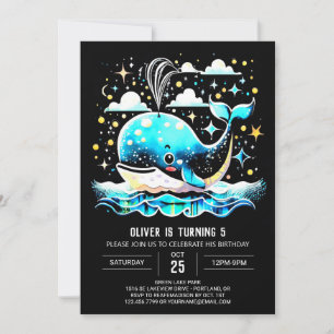 Watercolor Whale Ocean Birthday Invitation