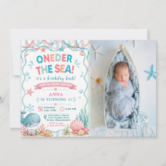 Watercolor Whale Oneder the Sea Birthday Invitation