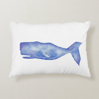 Watercolor whale pillow