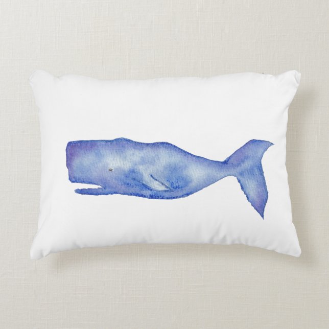 Watercolor whale pillow (Front)