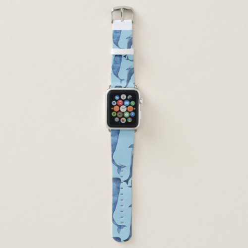 Watercolor whale seamless blue pattern apple watch band