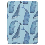 Watercolor whale: seamless blue pattern. iPad air cover