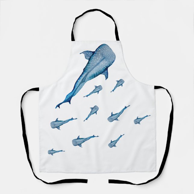 Watercolor whale shark apron (Front)