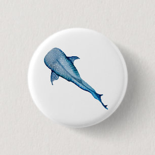 Watercolor whale shark button